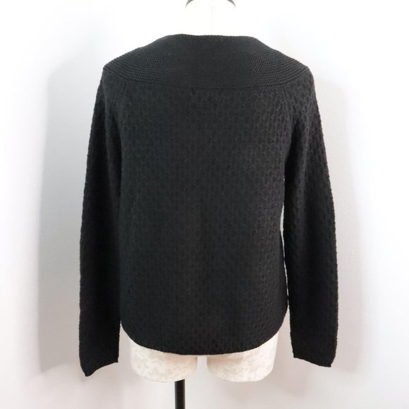 New Charter Club Women's M Black Yarn Knit Babydoll Smock Cardigan Sweater - Picture 6 of 7